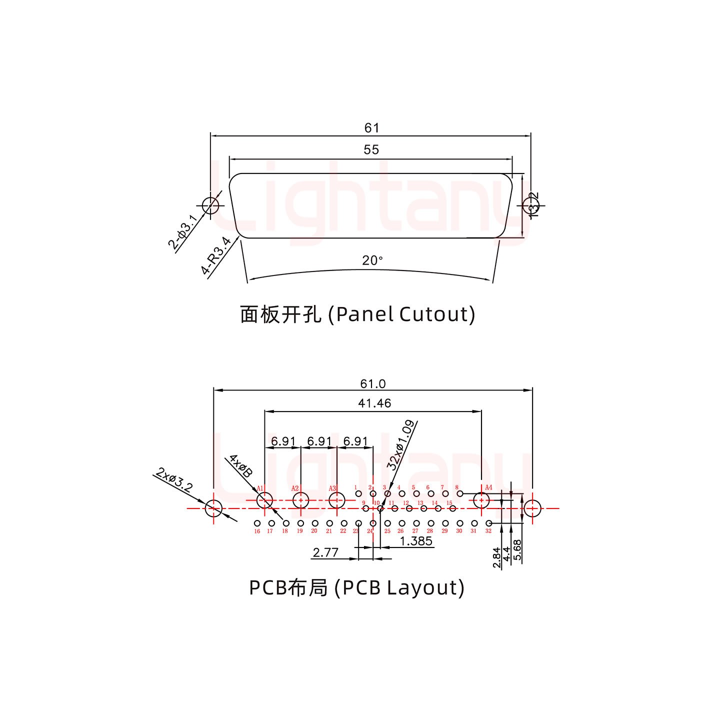 36W4公PCB直插板/鉚魚(yú)叉7.0/大電流30A