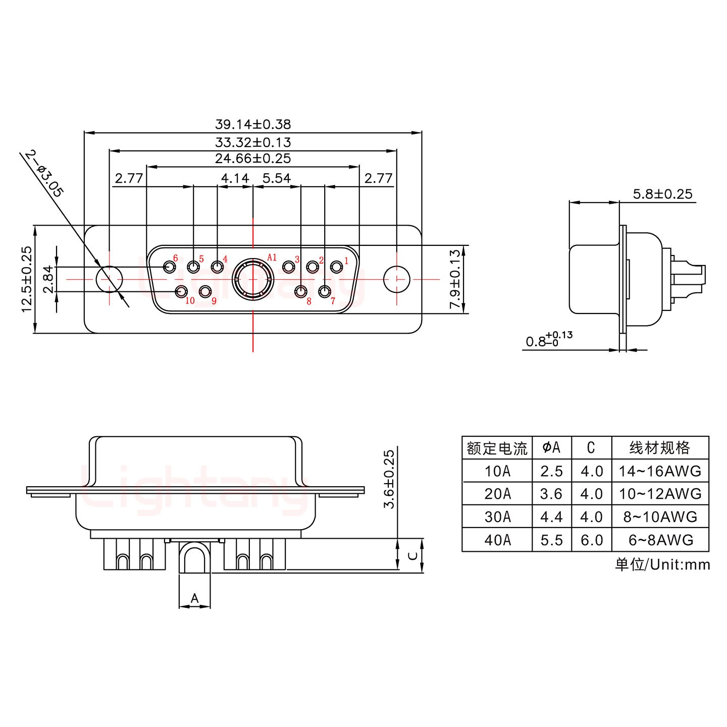 11W1母短體焊線(xiàn)/光孔/大電流10A