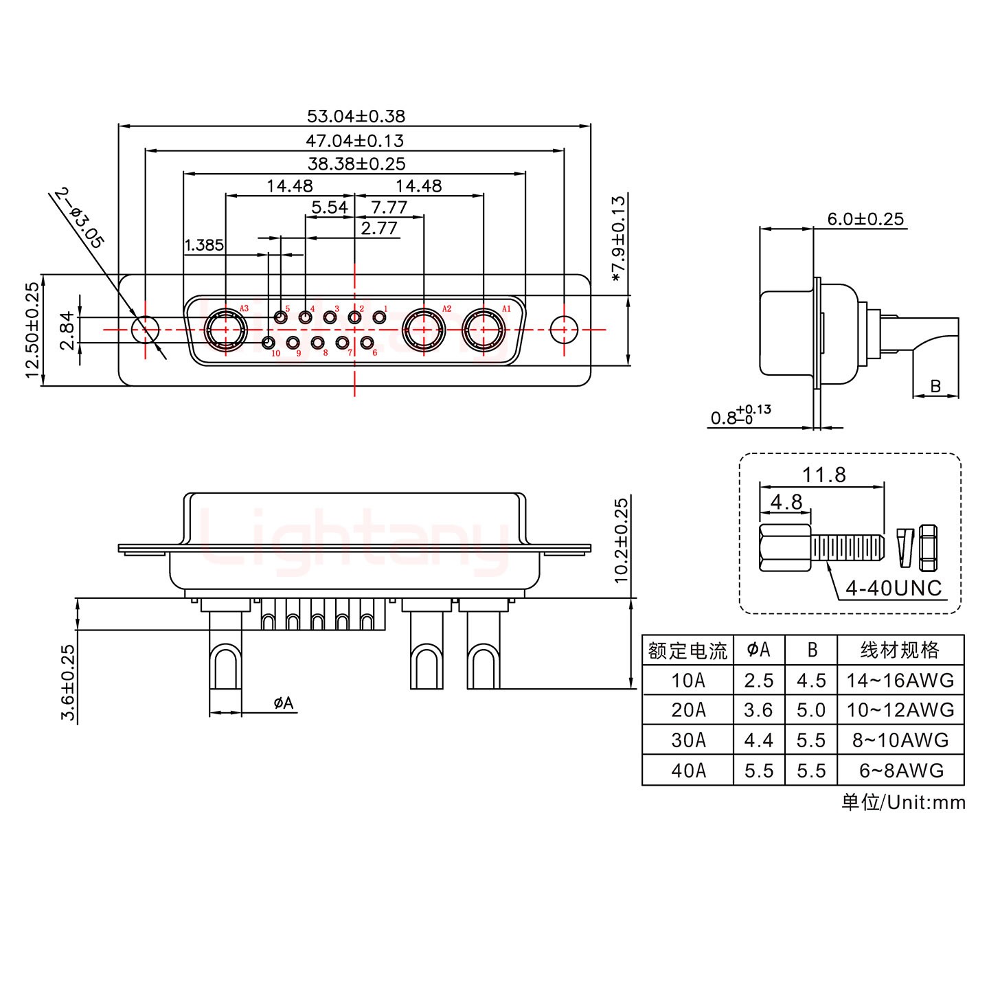 13W3母長(zhǎng)體焊線(xiàn)/配螺絲螺母/大電流10A