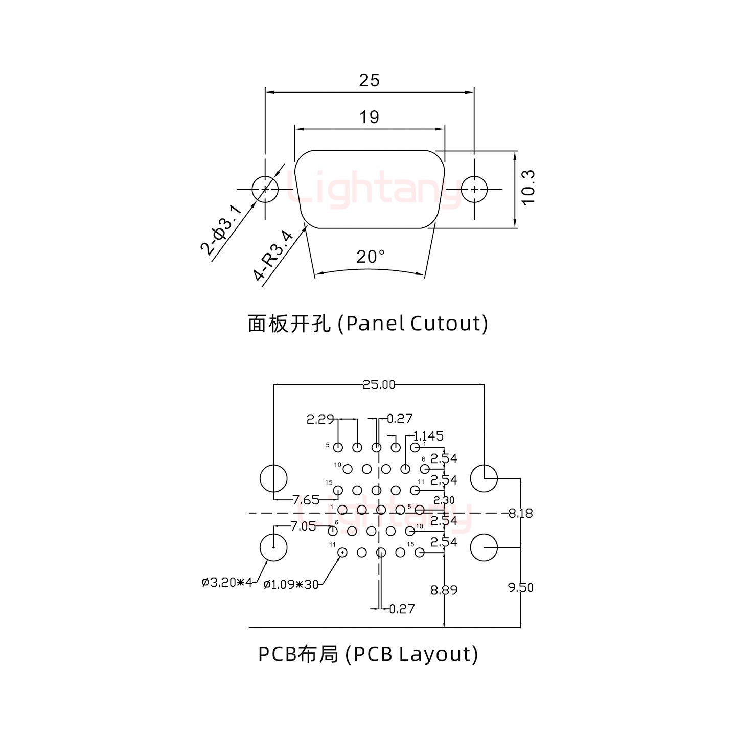 HDR15 上母下公 間距15.88車(chē)針雙胞胎 D-SUB連接器