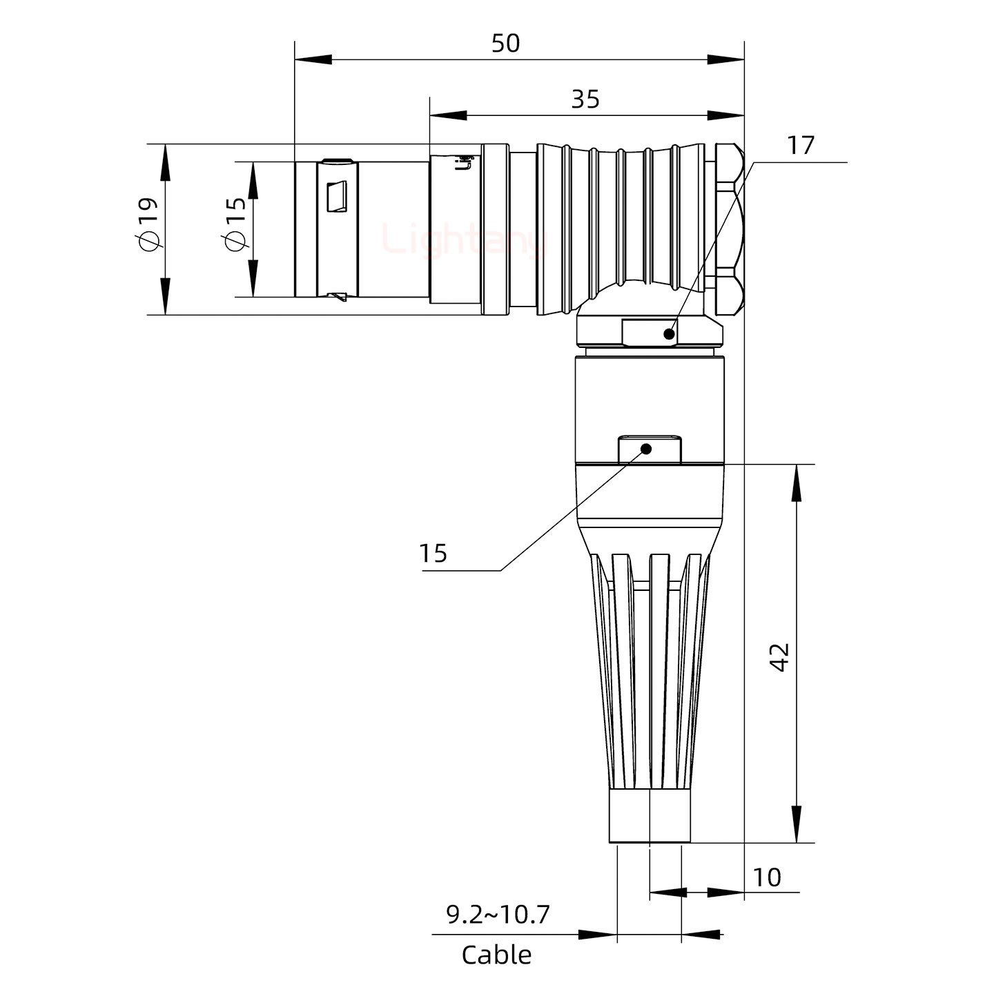 FHG.3B.022.CLAD10Z帶護套彎式插頭